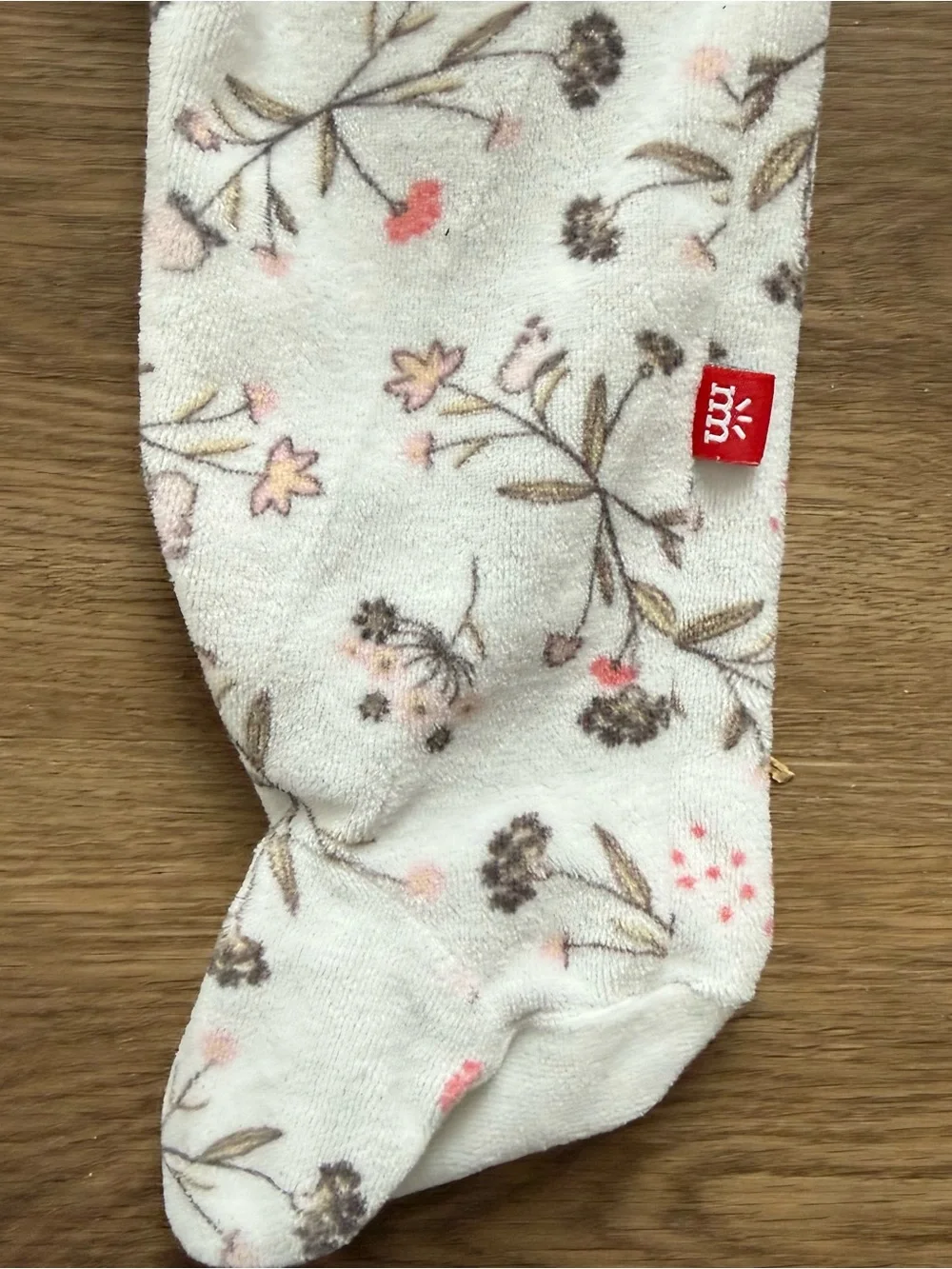 Magnetic Me Terry Floral Footie 6-9months One-Piece in White Pink Grey